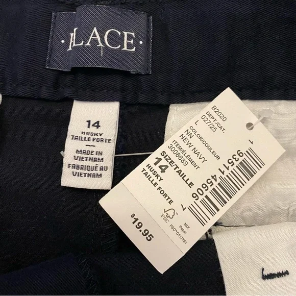 Children’s Place NWT Boys Navy Blue Flat Front Stretch Chino Shorts Sz 14 Husky - Picture 2 of 3